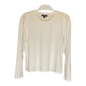 J Crew White Puffed Sleeve Tee Size M